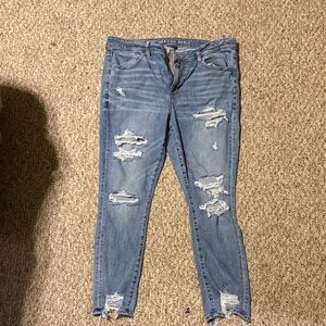 American Eagle Outfitters Women's Ripped Skinny Jeans - Blue